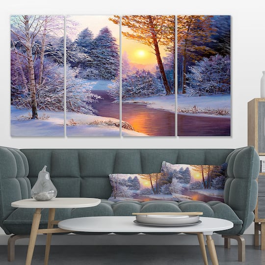 Designart - Winter Forest in River